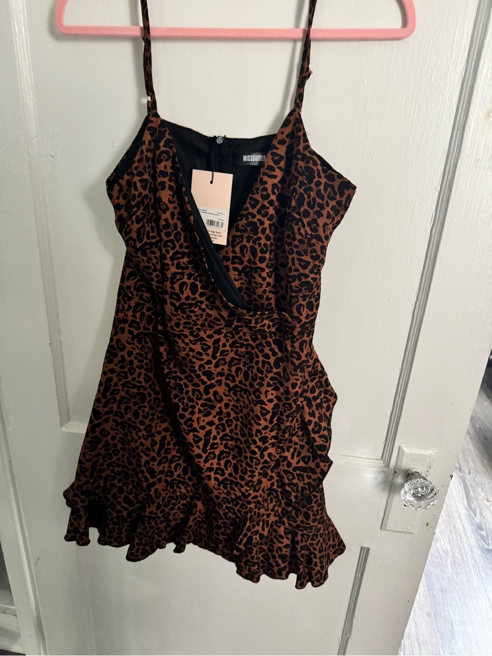 Missguided Brown Leopard Print Slip Mini Dress